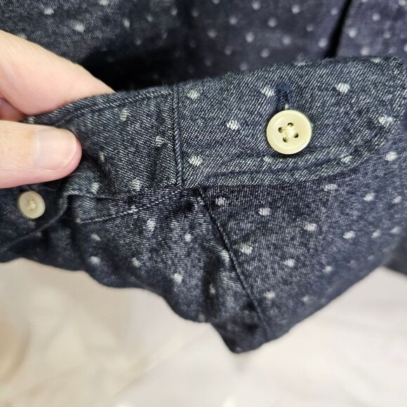 All Saints Blue Cotton Button Down Shirt Size Large - Picture 4 of 6